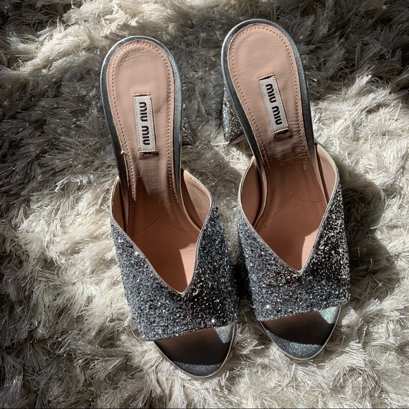 Miu Miu Glitter Mules - Picture 2 of 6